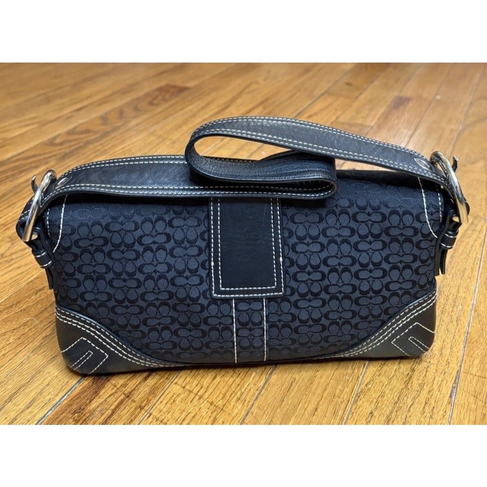 Vintage Coach Purse Soho Demi Shoulder Bag Canvas Black Leather Y2K G05Q-3628 - Picture 9 of 12